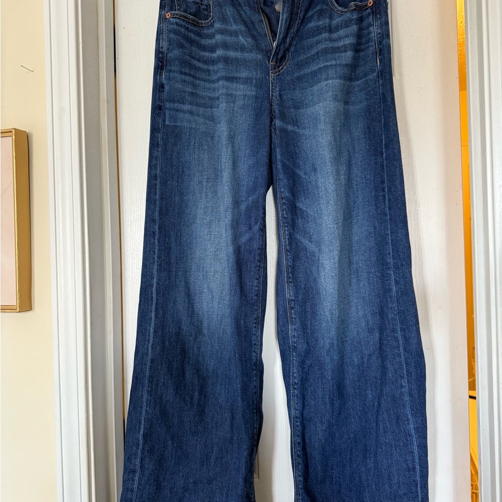 Wide-Leg Blue Denim Jeans